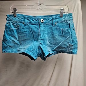 3for$25 So bright blue jean shorts summer mini booty juniors size 11 beach